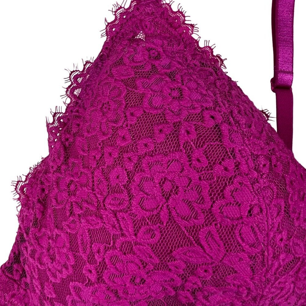 AERIE Lightly Padded Triangle Lace Bralette Hot Pink Size XL - Picture 2 of 7
